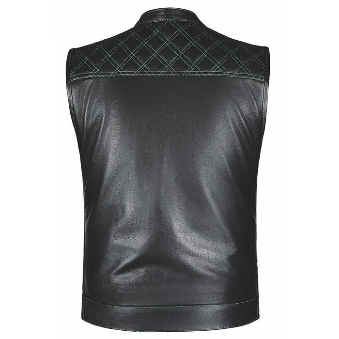 Green Diamond - Men's Premium Leather Vest 6671.11 (Black - Green)