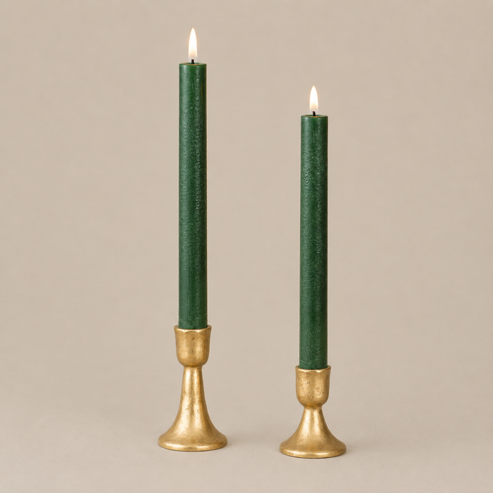 Green LED Taper Candle Set
