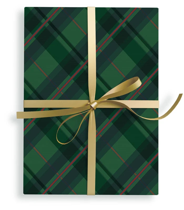 Heirloom Christmas Green Plaid Gift Wrap