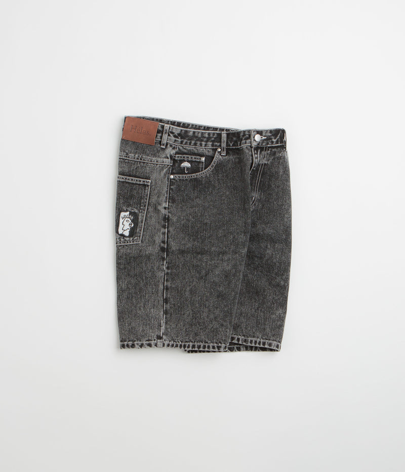 Helas Dieu Grec Jean Shorts in Washed Black