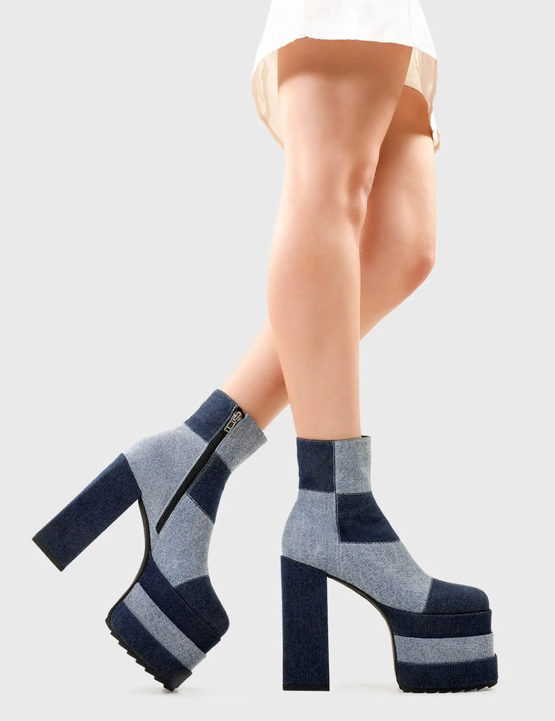 Denim Strides
  
  Hot Topic Platform Ankle Boots in Denim. These platform boots feature our iconic Denim finish, make a bold statment with every step. Made with eco-friendly materials and 100% cruelty-free, these platform boots are as ethical as they are Stylish.
  
  - Platform Height
  - Heel Height
  - Black Zip 
  - Mid ankle length
  - Shark's teeth grip
  - Chunky Platform sole
  - Round Toe 
  - 100% vegan 
  
  SKU: LMF 2700 - Denim