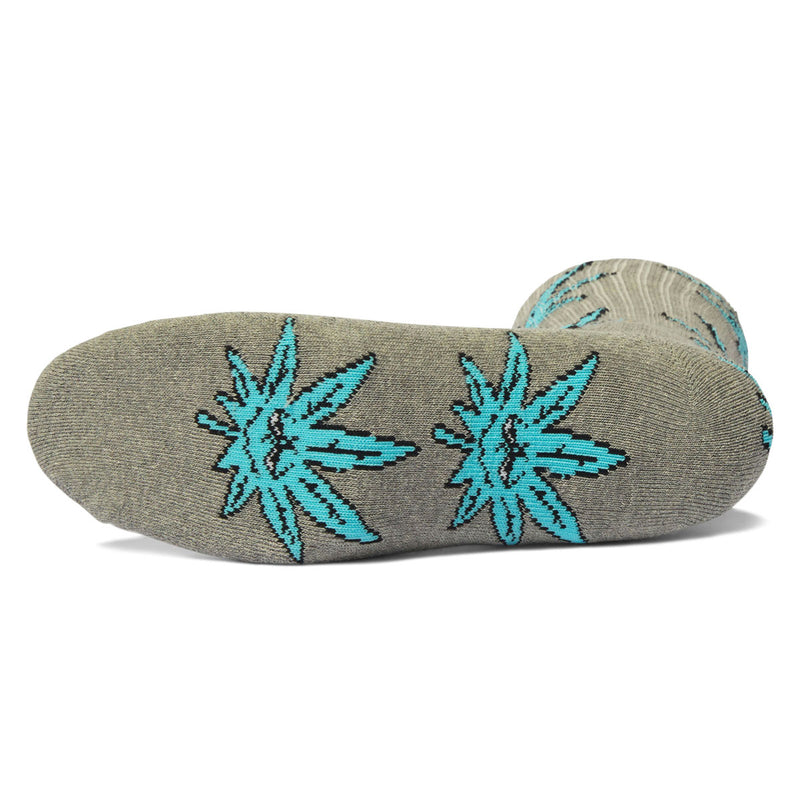HUF Green Buddy Crew Socks - Heather Grey