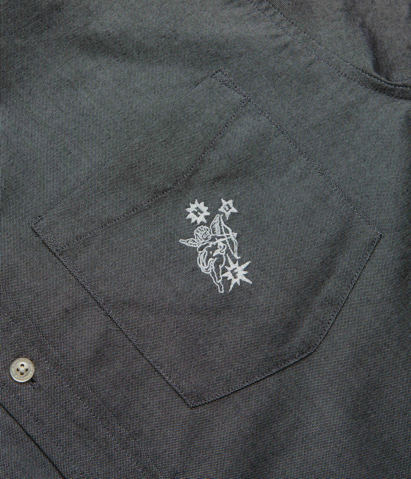 HUF Icarus Short Sleeve Oxford Shirt in Washed Black
