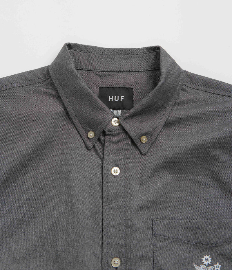 HUF Icarus Short Sleeve Oxford Shirt in Washed Black
