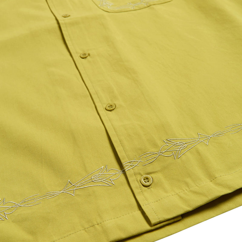 HUF Pinstripe Emb Resort Shirt - Avocado