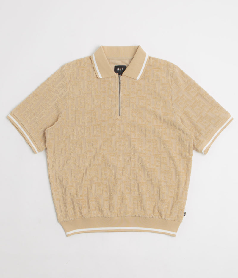 HUF Tether Jacquard 1/4 Zip Polo Shirt in Twill