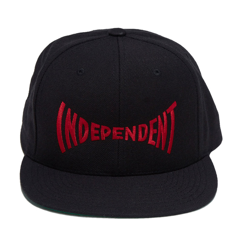 Independent Span Embroidered Snapback Hat - Black/Dark Red