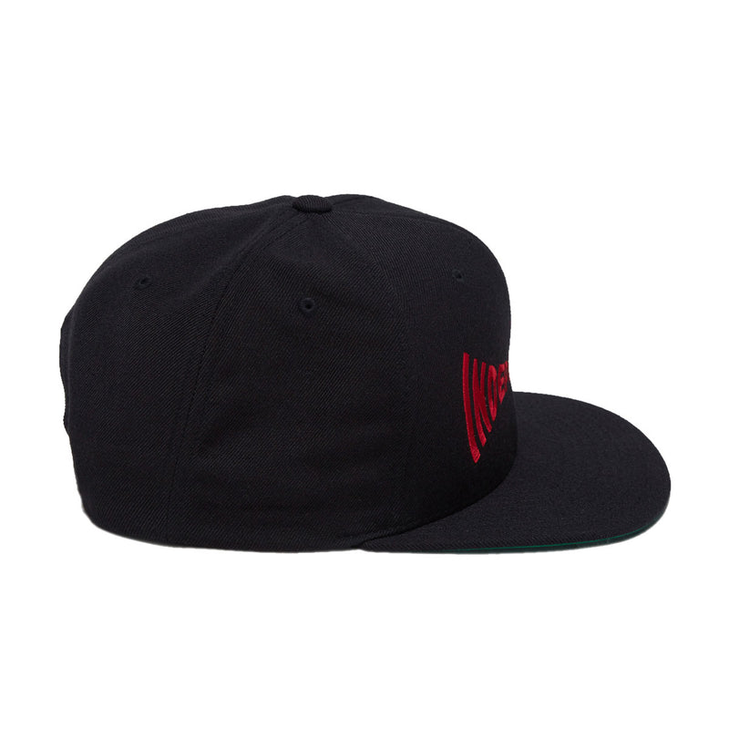 Independent Span Embroidered Snapback Hat - Black/Dark Red