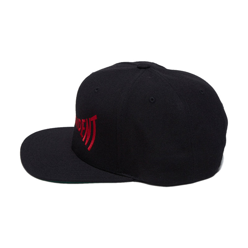 Independent Span Embroidered Snapback Hat - Black/Dark Red
