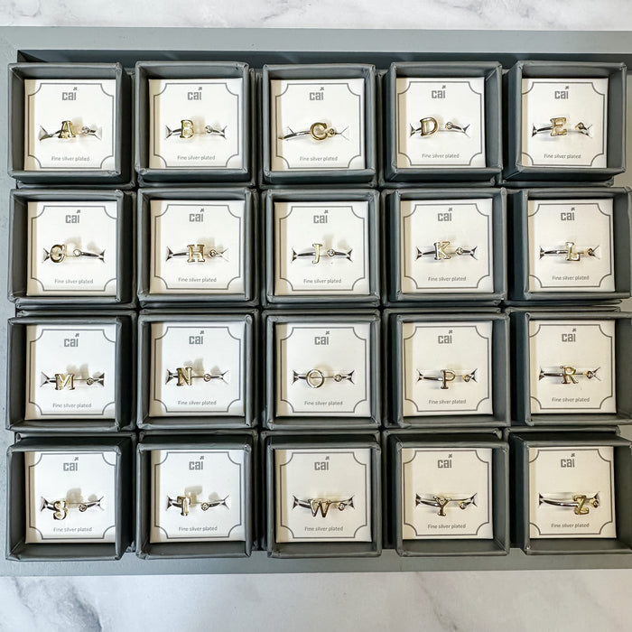 Initial Block Letter Two Toned Ring - Lyla's: Clothing & Gifts - Online and Rockwall Texas Boutique