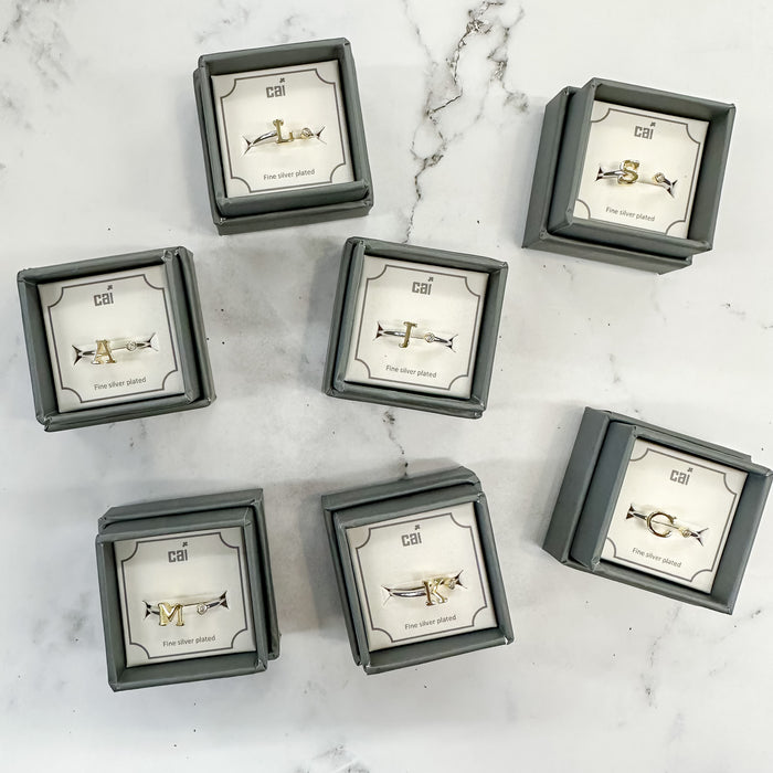 Initial Block Letter Two Toned Ring - Lyla's: Clothing & Gifts - Online and Rockwall Texas Boutique