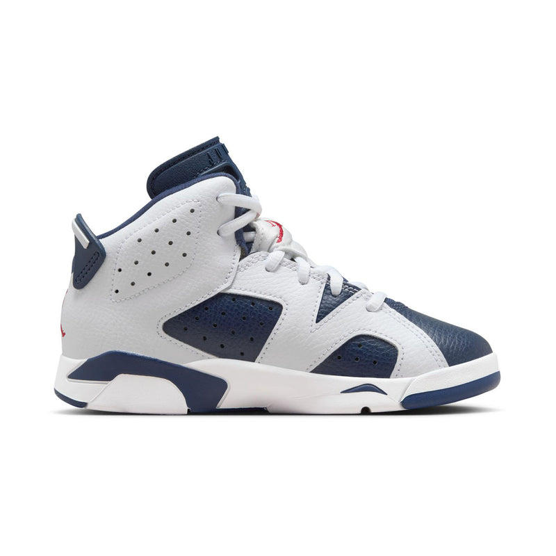 Jordan 6 Retro White and Midnight Navy Little Kids' Shoes