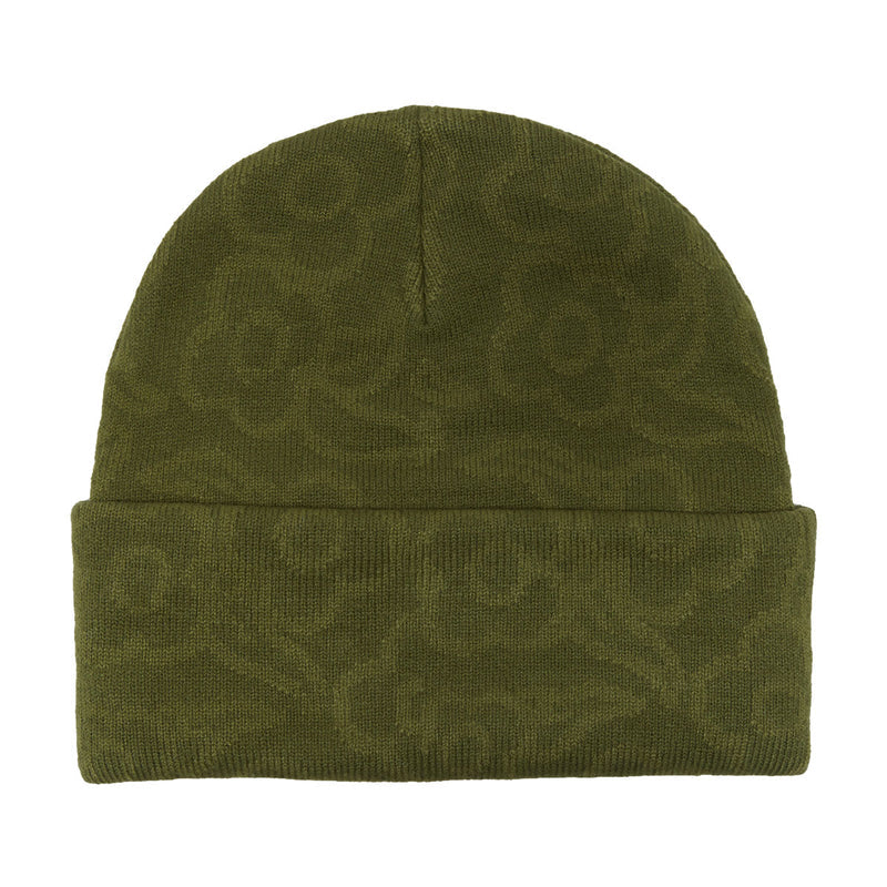 Krooked Flowers Eyes Clip Beanie - Olive