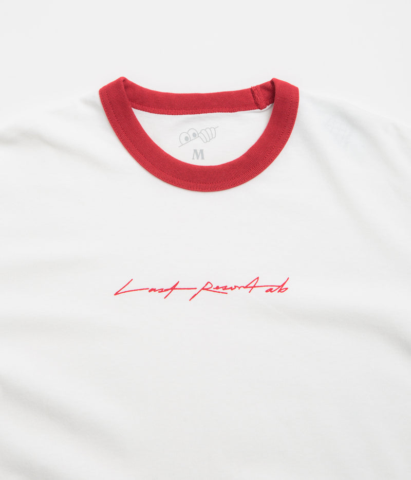 Last Resort AB Signature Ringer T-Shirt in White and Old Red