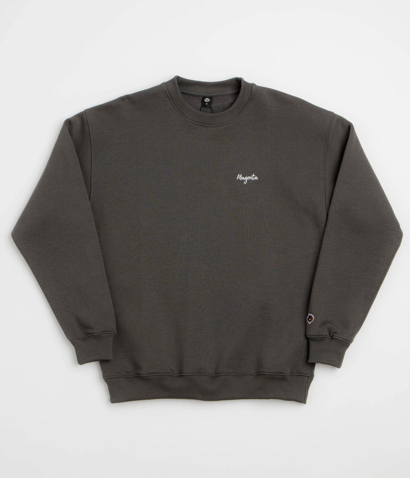 Magenta Script Crewneck Sweatshirt in Dark Charcoal