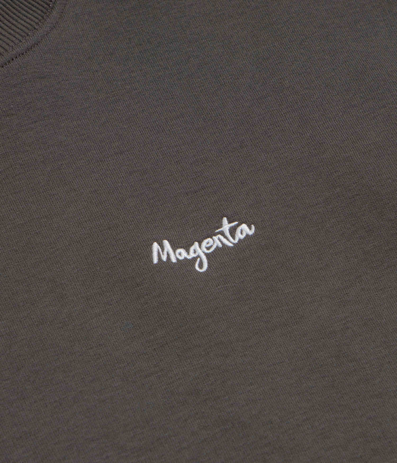 Magenta Script Crewneck Sweatshirt in Dark Charcoal