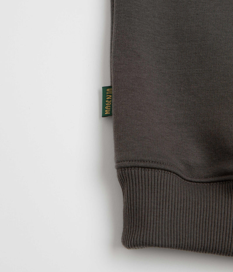 Magenta Script Crewneck Sweatshirt in Dark Charcoal