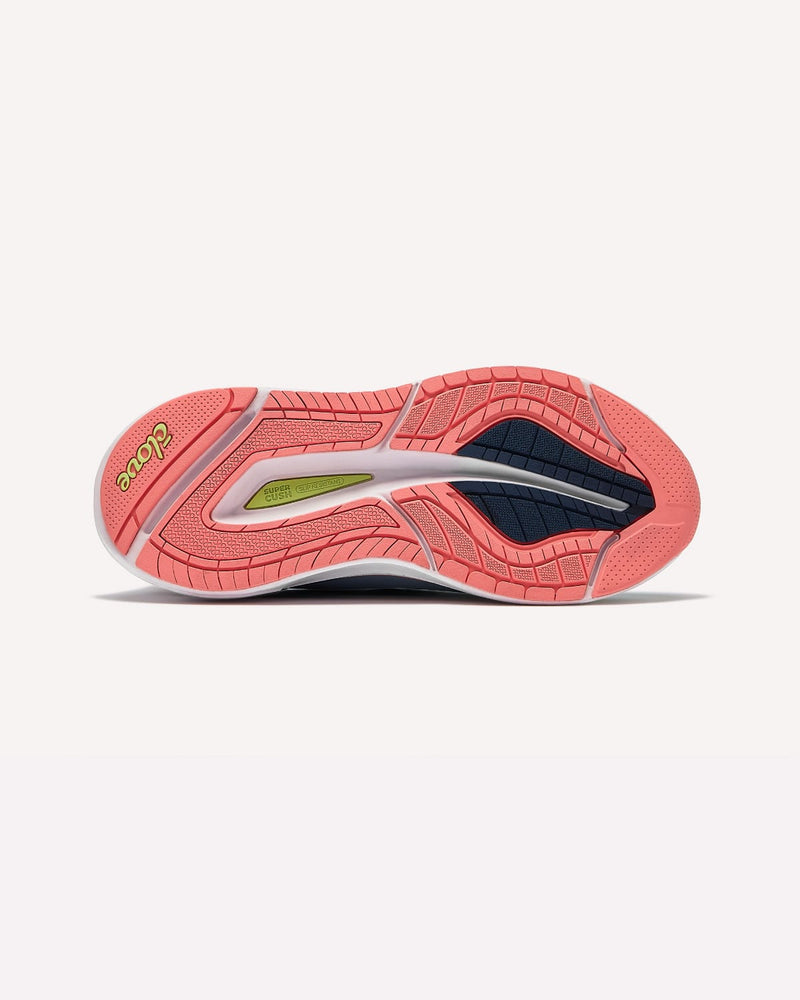 Close-up of a pink athletic shoe sole on a white background