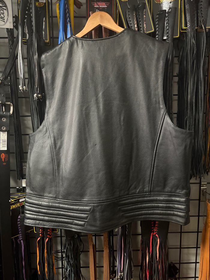 Men's Leather Vest with front Zipper and Snap Closure Size FIM626CSL