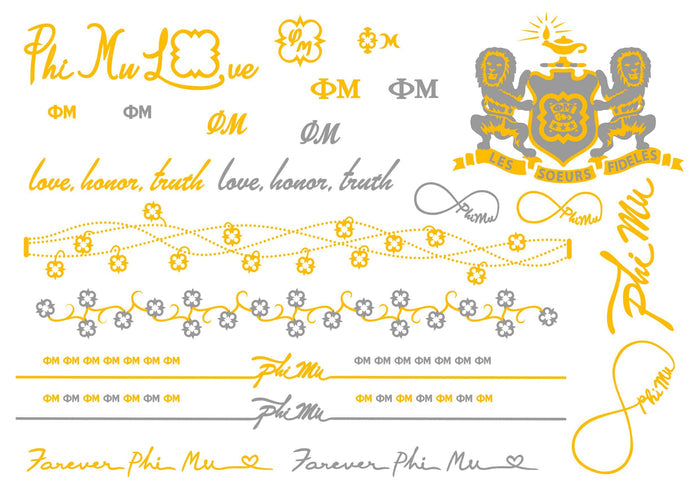Metallic Temporary Jewelry Tattoo - Phi Mu