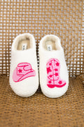 Mia Kids Little Cozy Slippers-White Cowboy