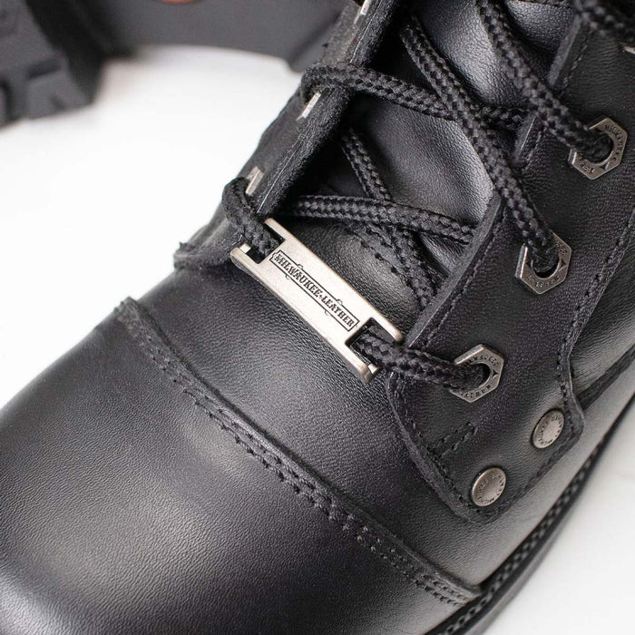 Milwaukee Leather MBL9328 Women's Black Premium Leather Lace-Up Motorcycle Riding Boots w/ Inside Zipper