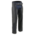 Milwaukee Leather Men's Black Premium Leather Fully Lined Motorcycle Chaps w/ Front Coin Pocket ML1115