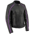 Milwaukee Leather ML1952 Women's Black and Purple Embroidered and Stud Design Jacket