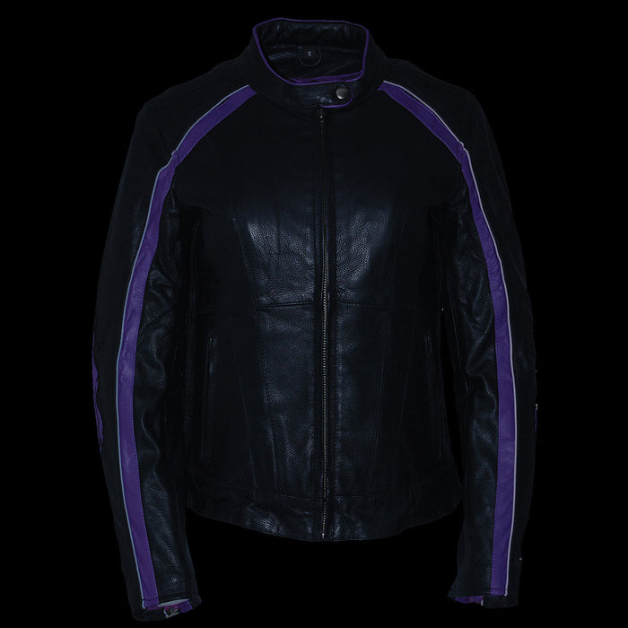 Milwaukee Leather ML1952 Women's Black and Purple Embroidered and Stud Design Jacket