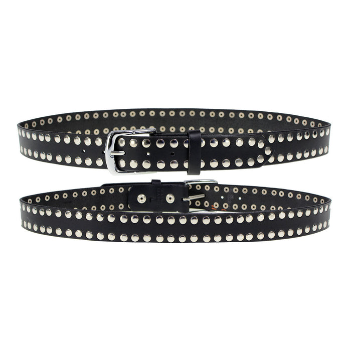 Milwaukee Leather MP7100 Men's Studded Black Genuine Leather Belt for Biker with Buckle - 1.5 inches Wide