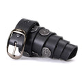 Milwaukee Leather MP7111 Men's Black Premium Leather 1.5 Inch Wide Belt with 12 Gauge Shell Emblems