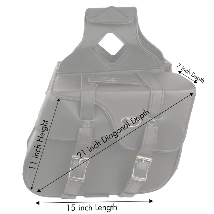 Milwaukee Leather SH64501ZB Black Zip-Off PVC Extended Flap Throw Over Saddle Bag (15X11X7X21)