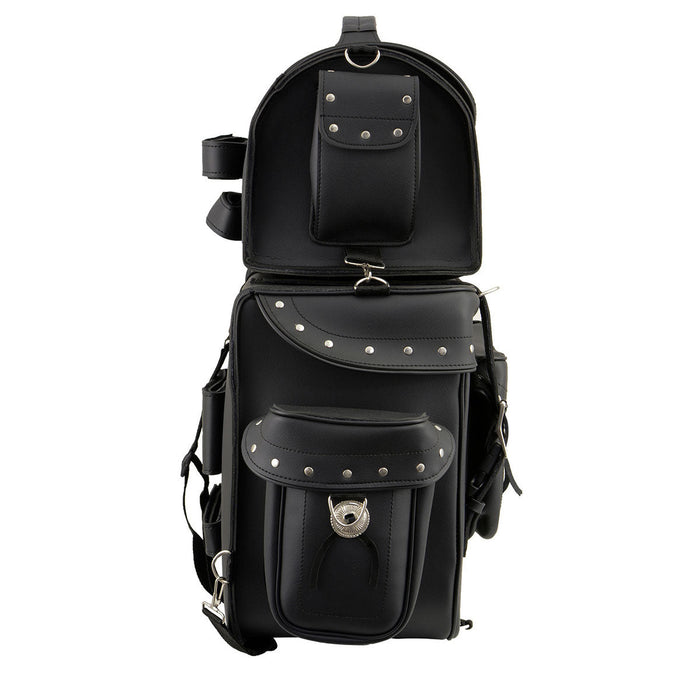 Milwaukee Leather SH660 Large Black  2-Piece PVC Motorcycle Touring Pack