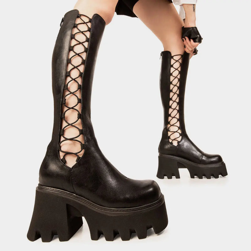 MIsery Business Chunky Platform Knee High Boots lamodawebsite