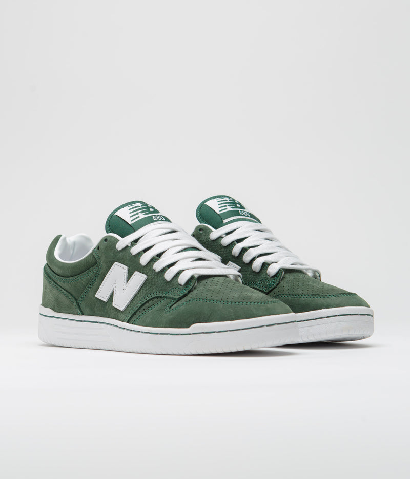 New Balance Numeric 480 Shoes in Forest Green and White