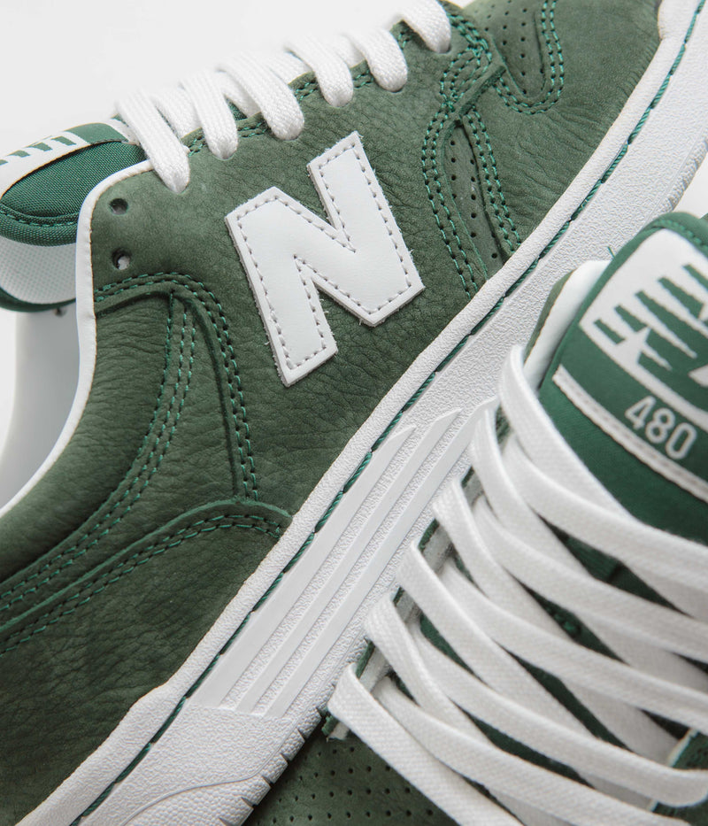New Balance Numeric 480 Shoes in Forest Green and White
