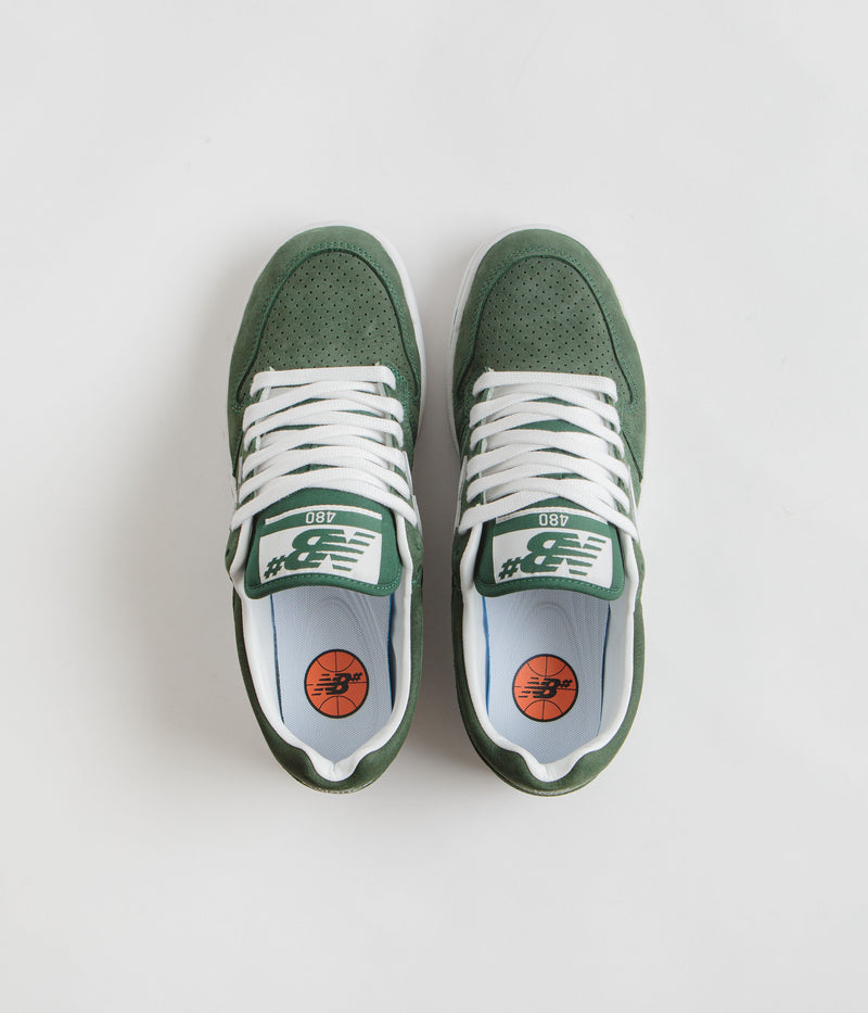 New Balance Numeric 480 Shoes in Forest Green and White