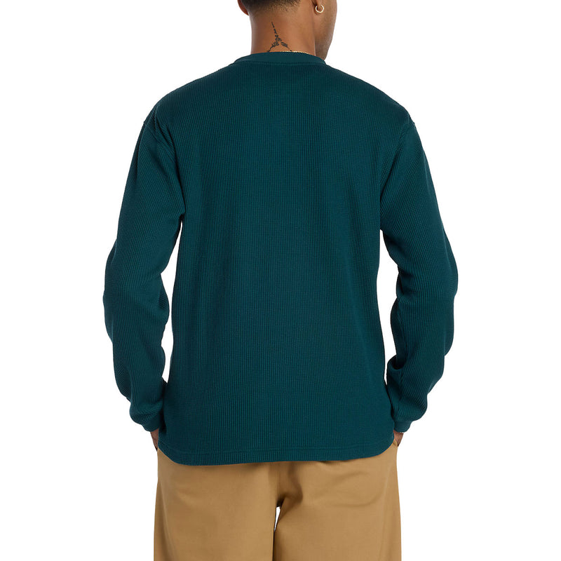 New Balance Numeric Waffle Knit Long Sleeve Henley Shirt - Medusa Green