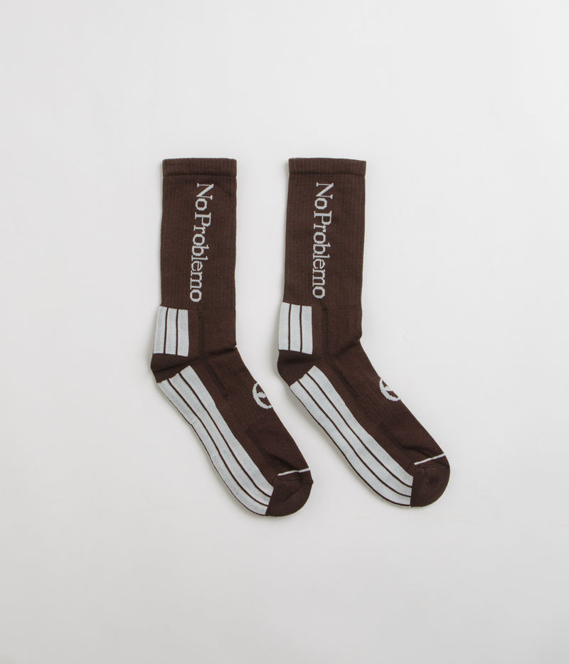 No Problemo Logo Socks in Brown