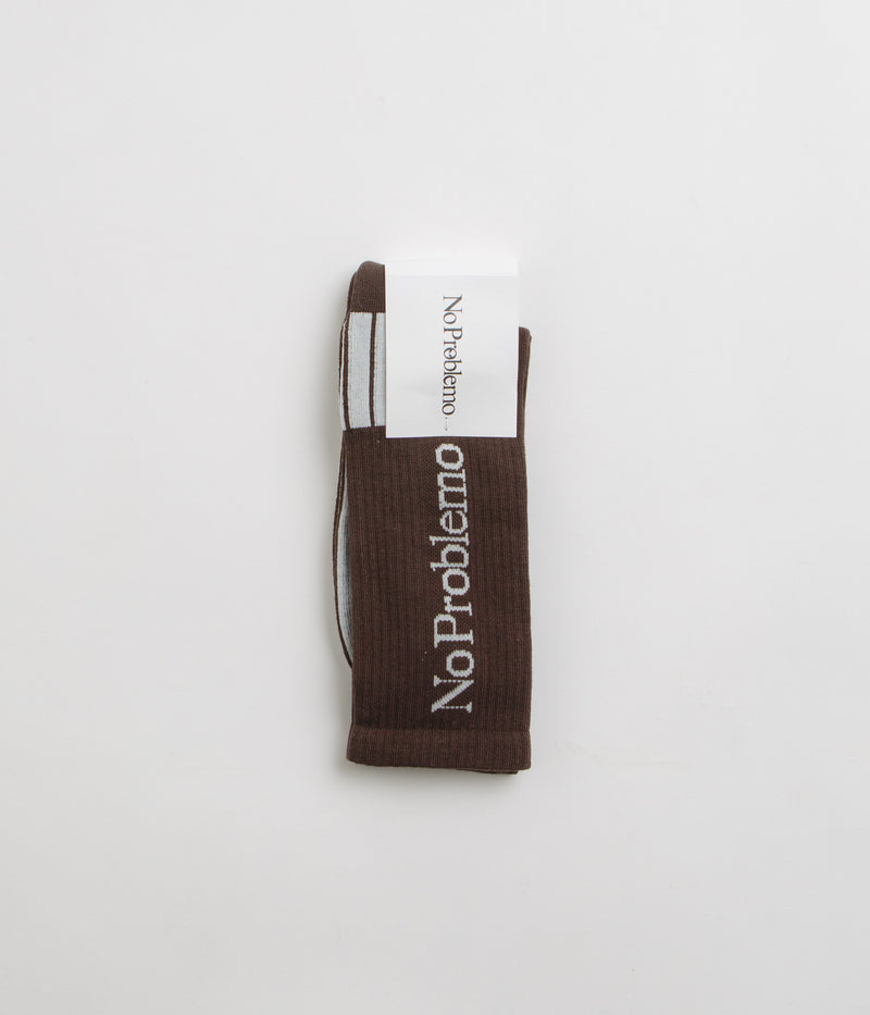 No Problemo Logo Socks in Brown