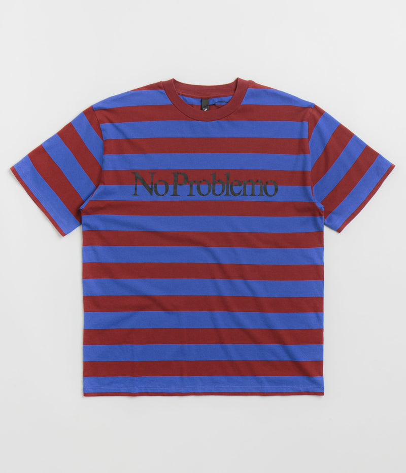 No Problemo Striped T-Shirt in Burgundy Multi
