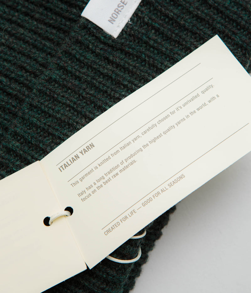 Norse Projects Merino Lambswool Beanie in Forrest