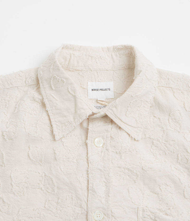 Norse Projects Ole Oversized Fil Coupe Short Sleeve Shirt in Ecru