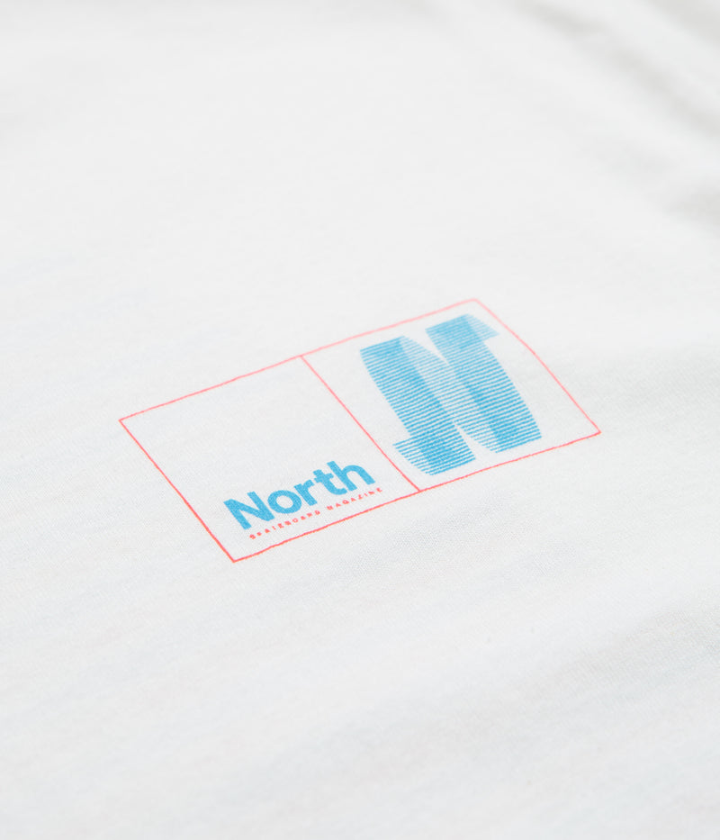 North N Logo T-Shirt in White and Blue / Red