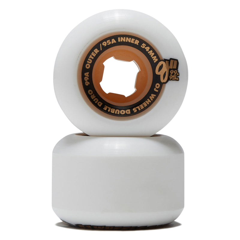 OJ Team Double Duro Chubbies 99a/95a Skateboard Wheels - White/Gum - 54mm