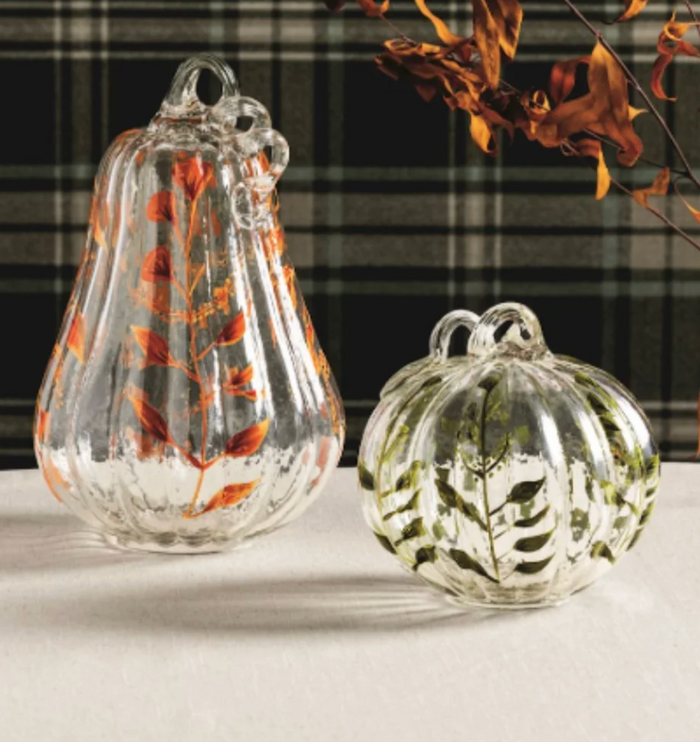 Painted Glass Pumpkin Sitter