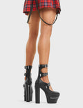 BASH

Party Baby Platform Ankle Boots in Black faux leather. These boots feature an edgy zip design around the boot, with a block heel that also features a zip design. Also features three adjustible straps with silver buckles and eyelets, with a cut out design. On our platform sole. Made with eco-friendly materials and 100% vegan.

- Platform Height: 5.5 CM
- Heel Height: 14 CM
- Silver Zip design
- Three adjustable straps
- SIlver buckles and eyelets
- Cut-out design
- 100% vegan

SKU: LMF 4422 - BlackPU