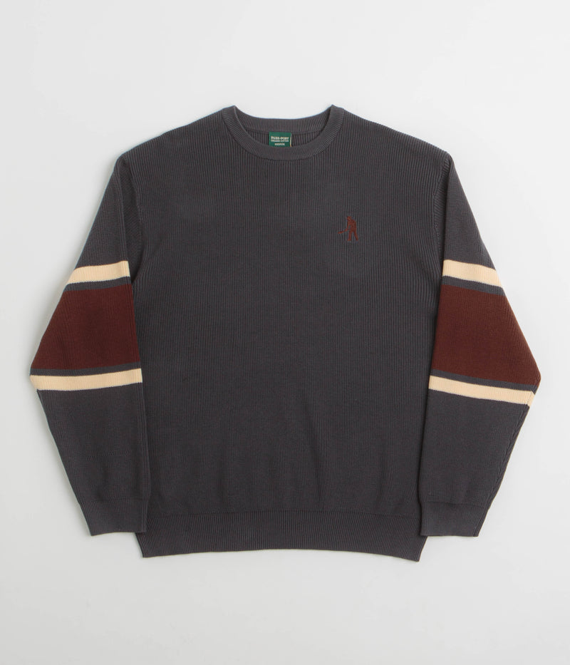 Pass Port Organic Cotton Stripe Knit Sweatshirt in Slate