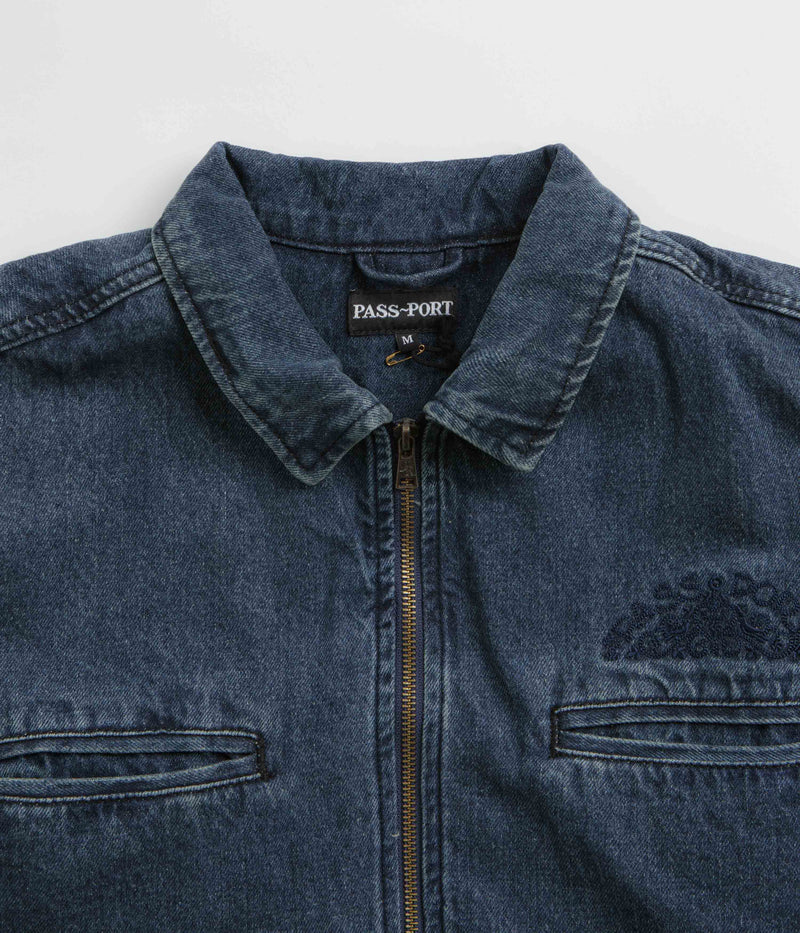 Pass Port Vineyard Birds Denim Delivery Jacket in Washed Indigo