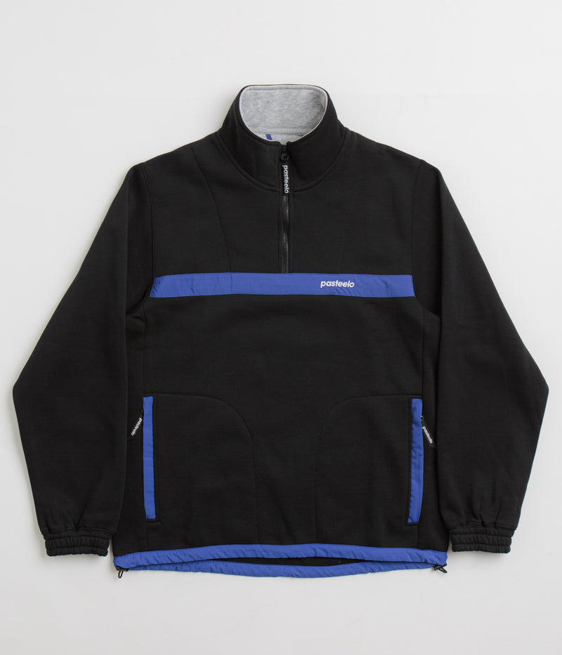 Pasteelo Contrast 1/4 Zip Sweatshirt in Black and Royal